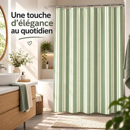 Rideau de douche rayé – Motif nœud élégant et imperméable