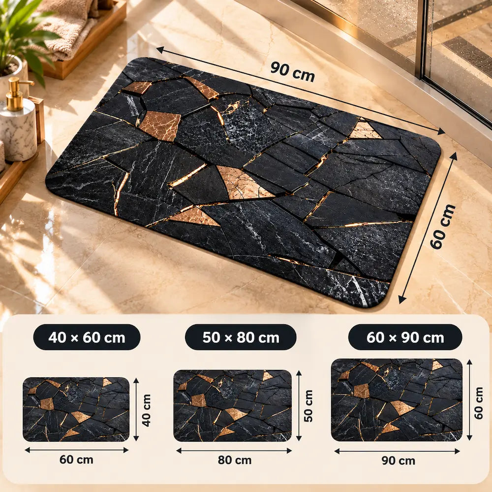Tapis de bain marbré – Antidérapant élégant