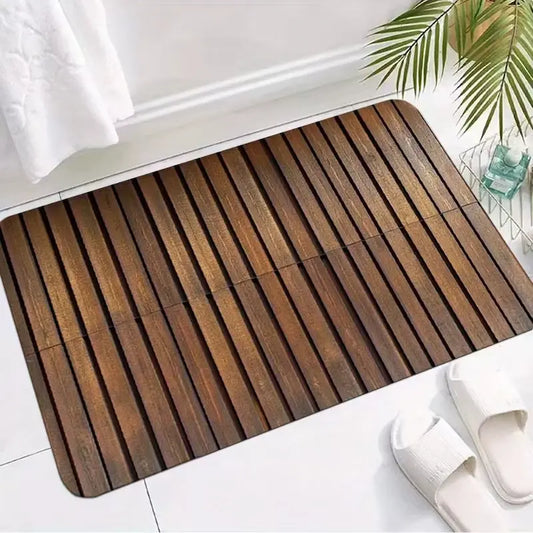 Tapis de bain absorbant effet bois – Séchage rapide antidérapant