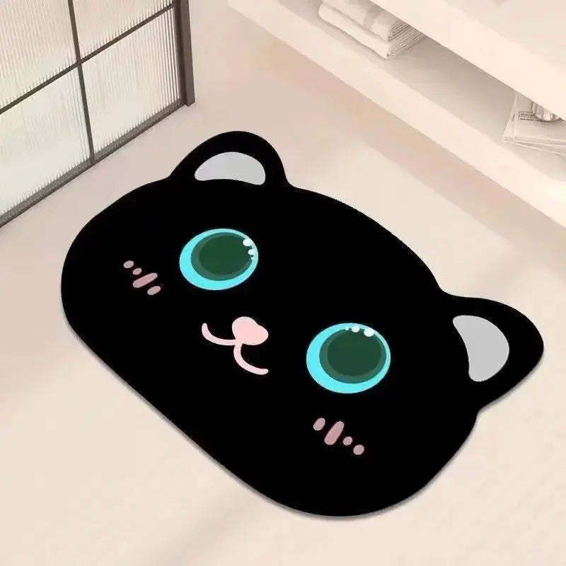 Tapis de bain chat noir absorbant – Séchage rapide