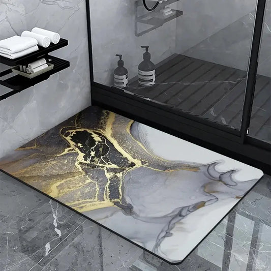 Tapis de bain diatomite marbre luxe – Antidérapant décoratif