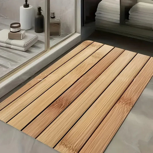 Tapis de bain diatomite motif bambou - Séchage rapide absorbant