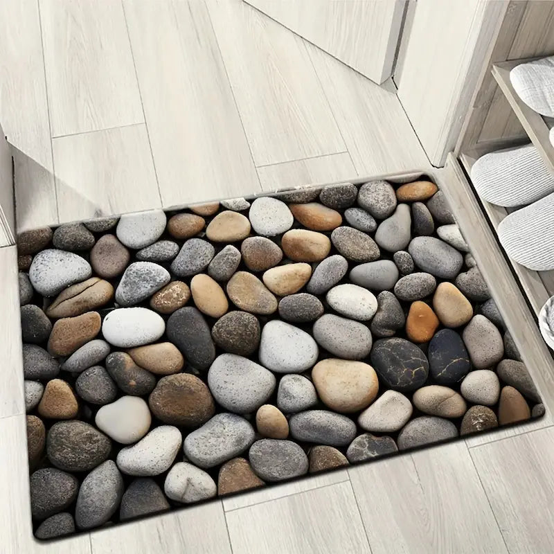 Tapis de bain galets naturels - Antidérapant & facile à nettoyer