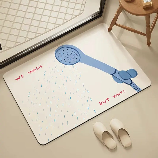 Tapis de bain slogan humoristique - Absorbant séchage rapide