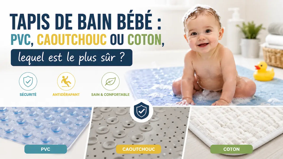 Tapis de bain bébé : PVC, caoutchouc ou coton, lequel choisir ?