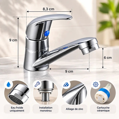 Robinet de lavabo – Alliage et arrivée d’eau froide