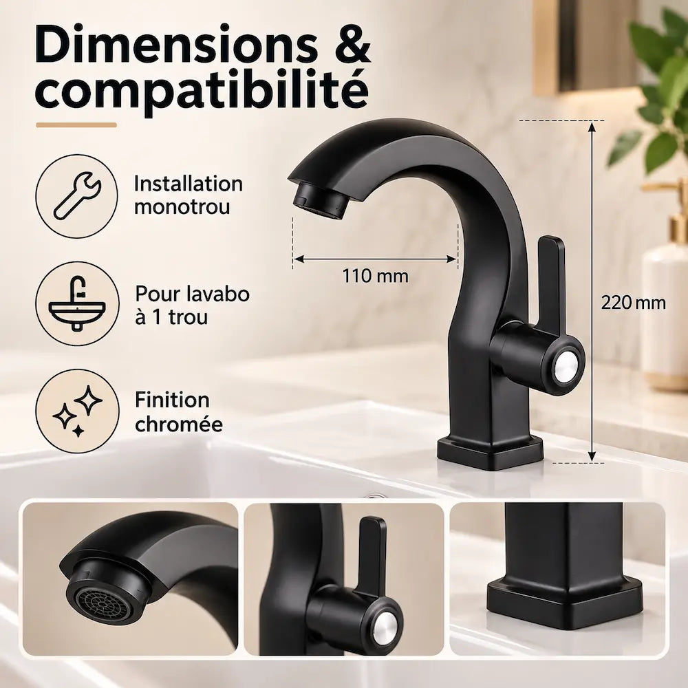 Robinet monotrou – Levier unique avec purificateur ABS