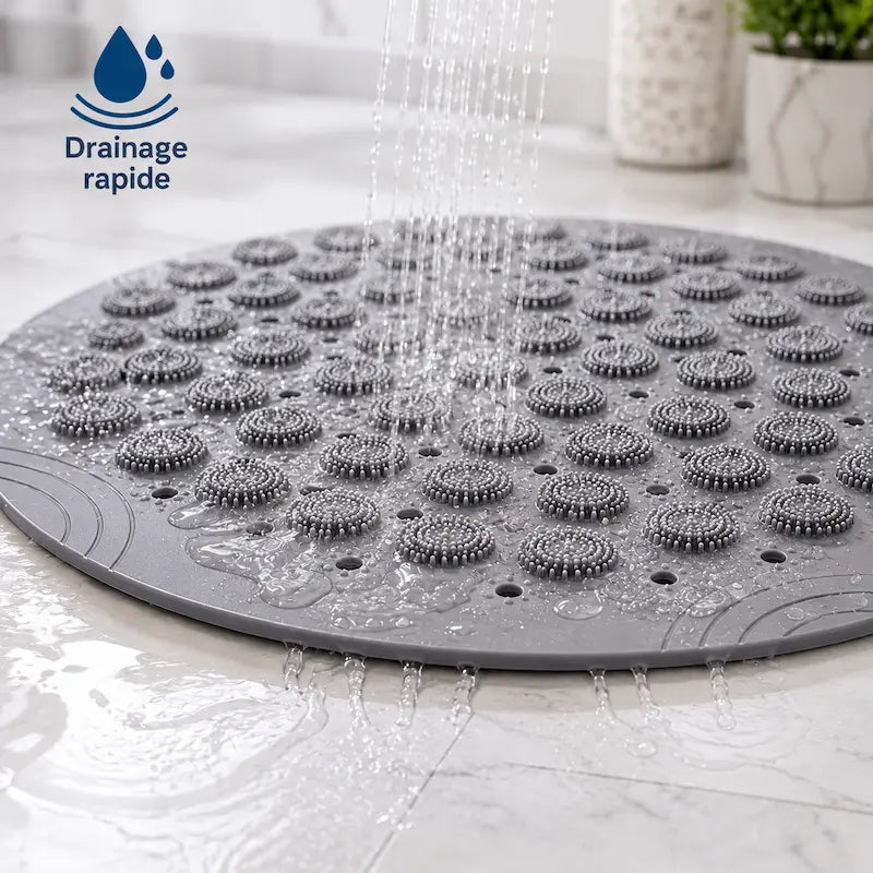 Tapis de douche rond antidérapant