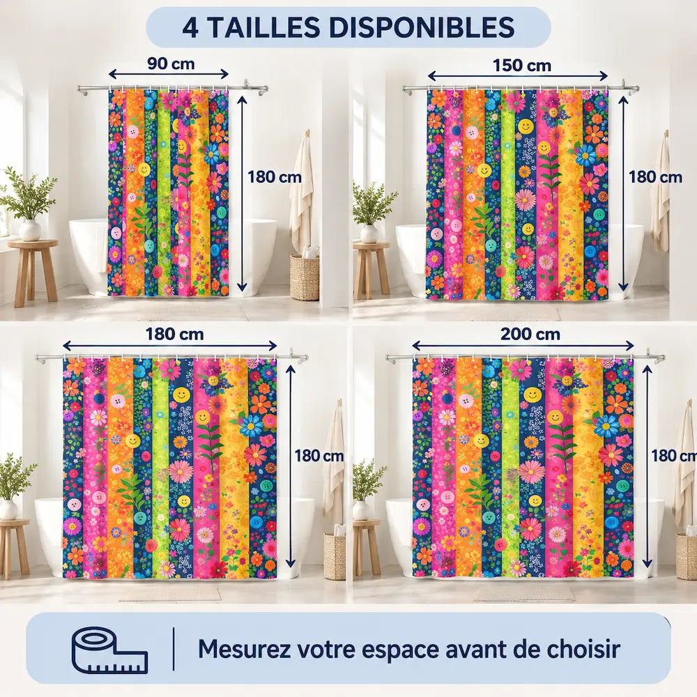 Rideau de douche polyester – Motifs artistiques vibrants