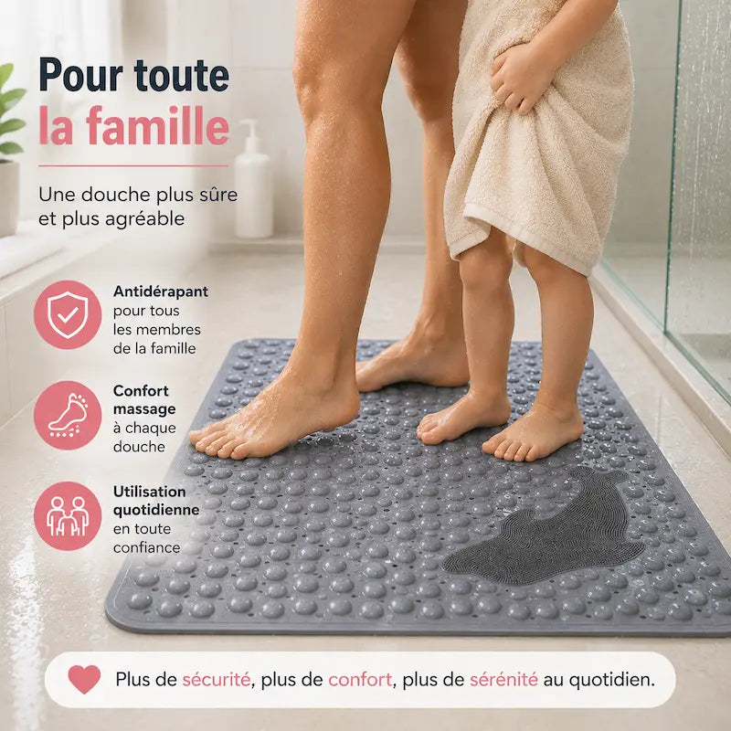 Tapis de douche massage lavable