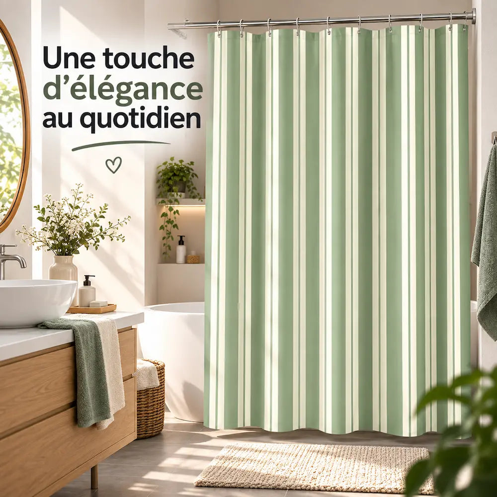 Rideau de douche rayé – Motif nœud élégant et imperméable