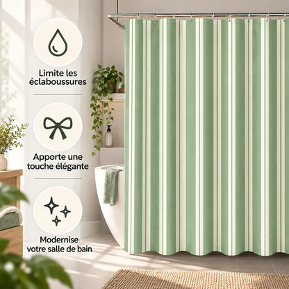 Rideau de douche rayé – Motif nœud élégant et imperméable