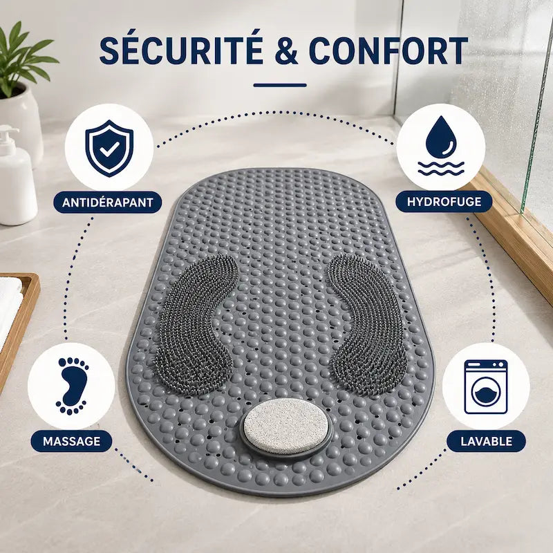 Tapis de douche hydrofuge frottant
