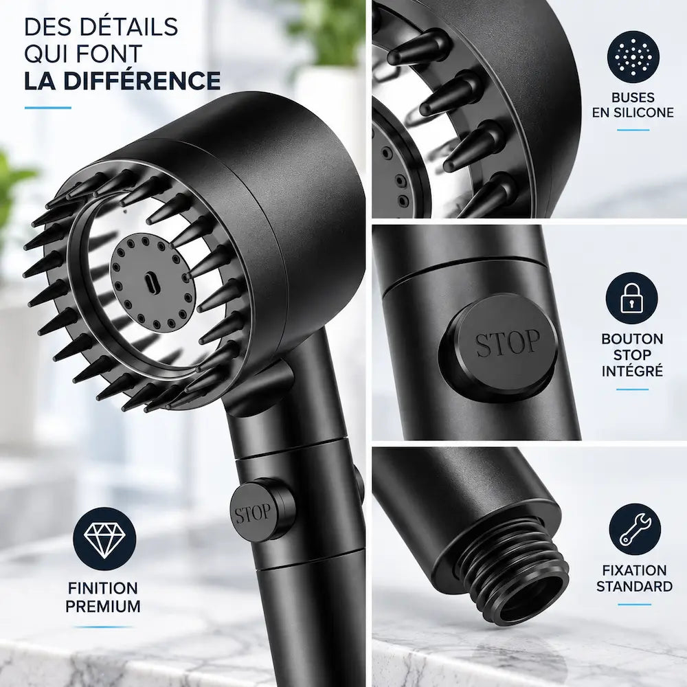Pommeau de douche filtrant 4 modes – Massage purifiant