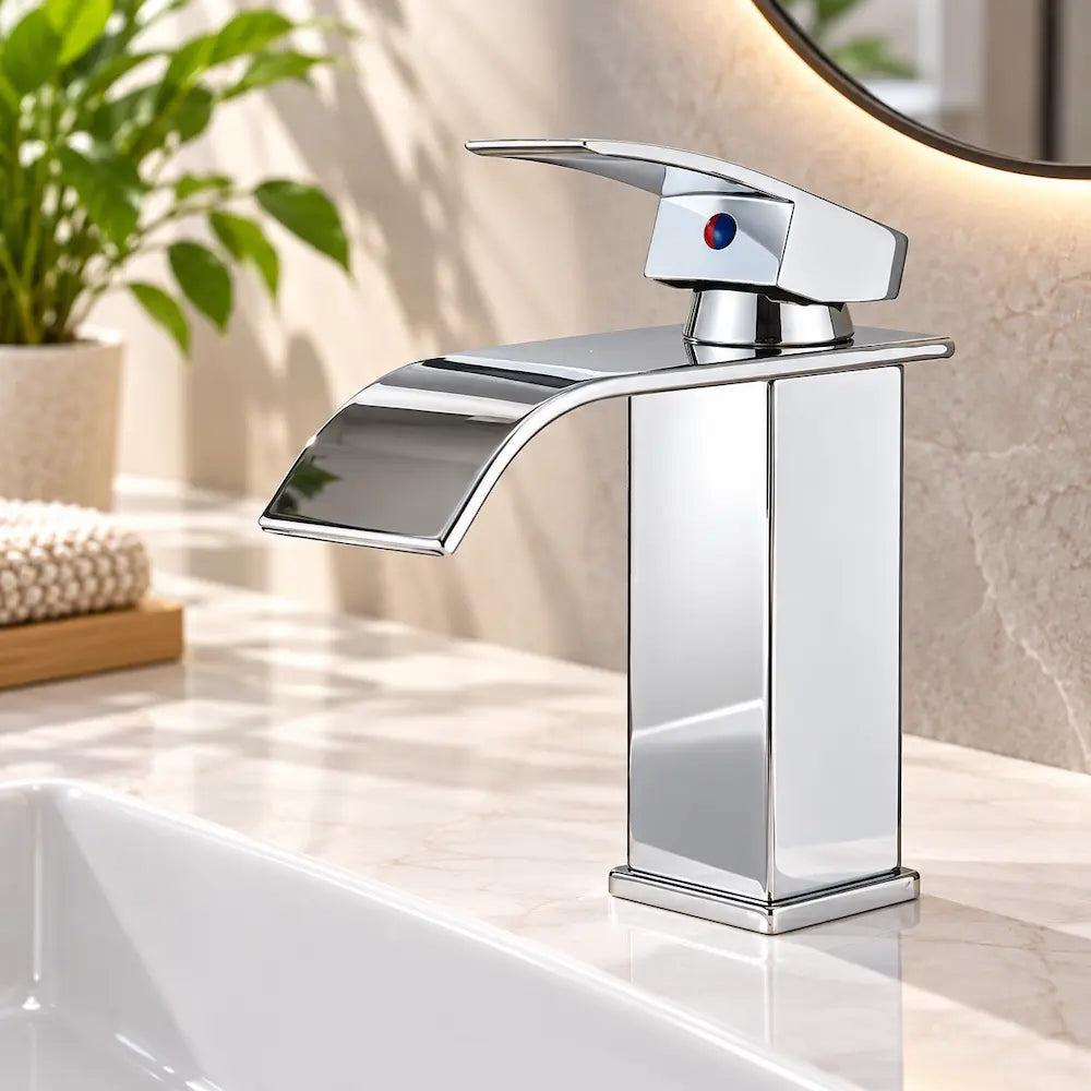 Robinet de lavabo cascade – Mitigeur chaud & froid à poser