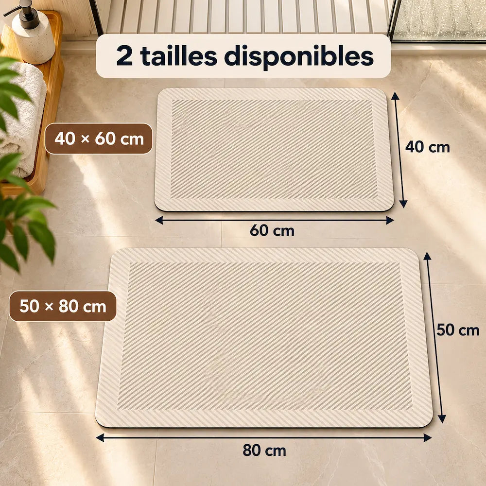 Tapis de bain rayures géométriques – Super absorbant