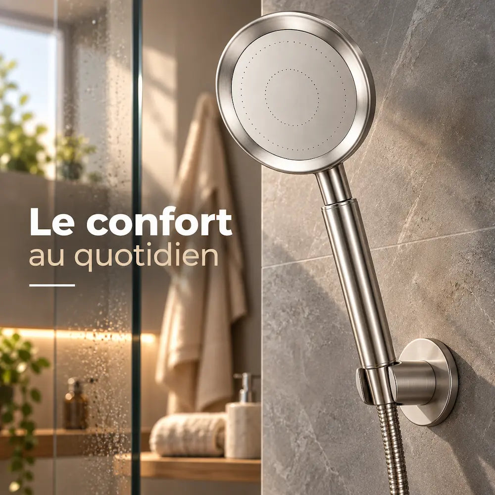 Pommeau de douche en inox – Haute pression, jets pluie
