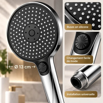 Pommeau de douche haute pression 3 modes – Grand jet économique