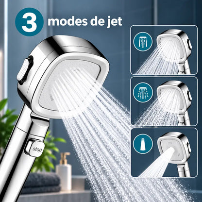 Pommeau de douche 3 modes – Haute pression avec arrêt instantané