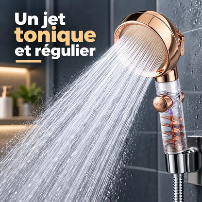 Pommeau de douche turbocompressé – 3 jets, massage et économie d'eau