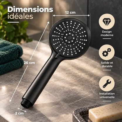 Pommeau de douche 5 modes – Grand panneau, massage haute pression