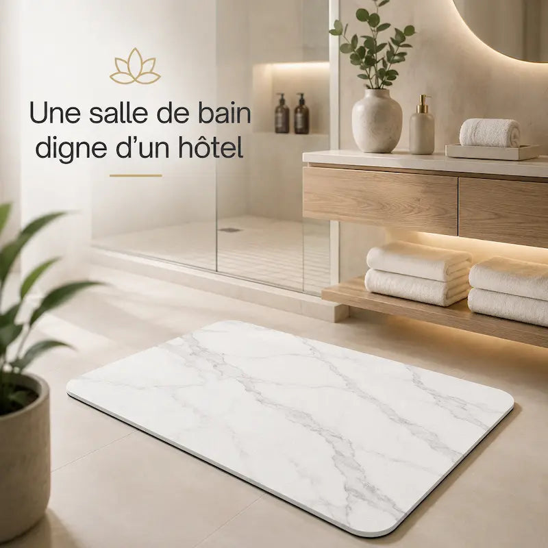 Tapis de bain diatomite effet marbre