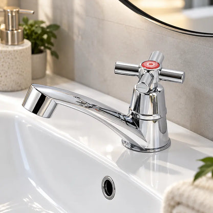 Robinet de lavabo chromé – Mitigeur traditionnel chaud & froid