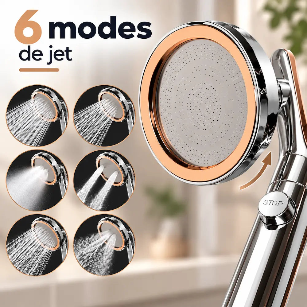 Pommeau de douche grand débit – Grand panneau avec arrêt instantané