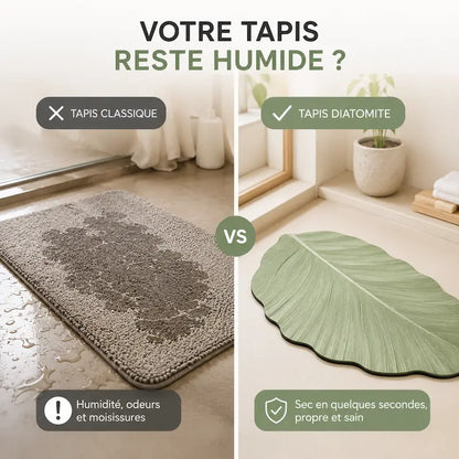 Tapis de bain diatomite feuille verte