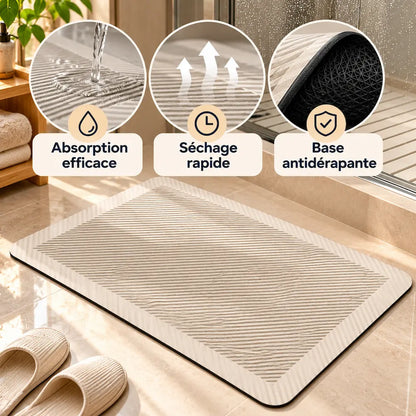 Tapis de bain rayures géométriques – Super absorbant