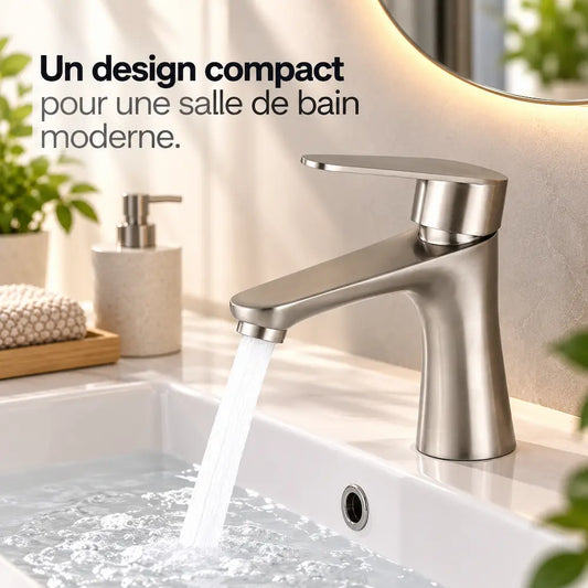 Robinet de lavabo inox 304 – Format compact pour eau froide