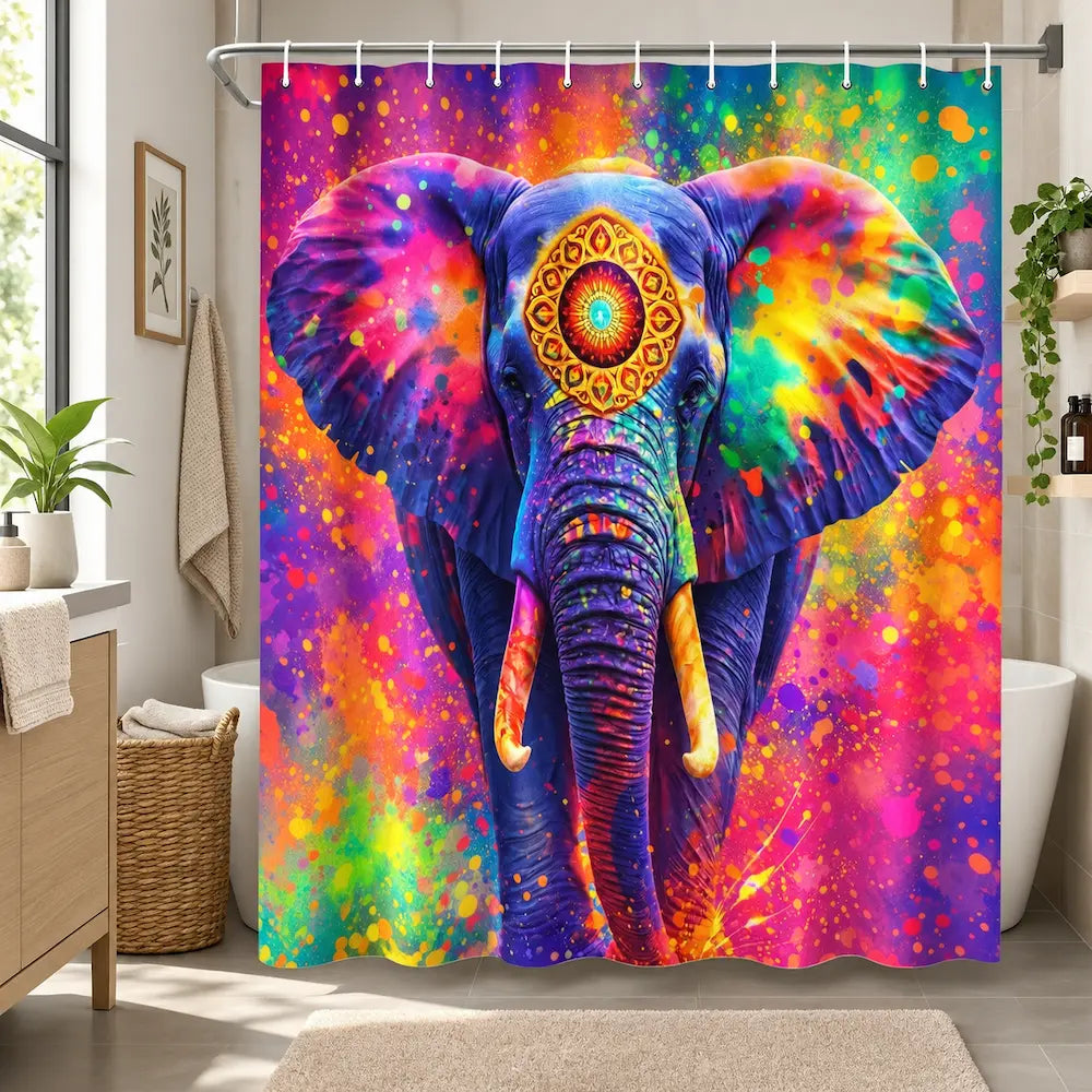 Rideau de douche polyester – Motifs artistiques vibrants
