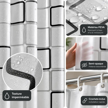 Rideau de douche PEVA – Imperméable et anti-moisissure