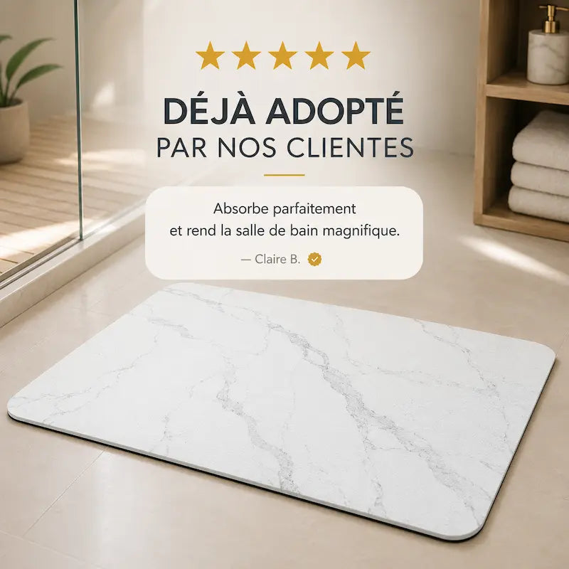 Tapis de bain diatomite effet marbre