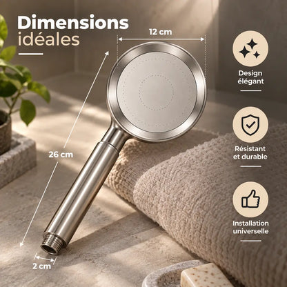 Pommeau de douche en inox – Haute pression, jets pluie