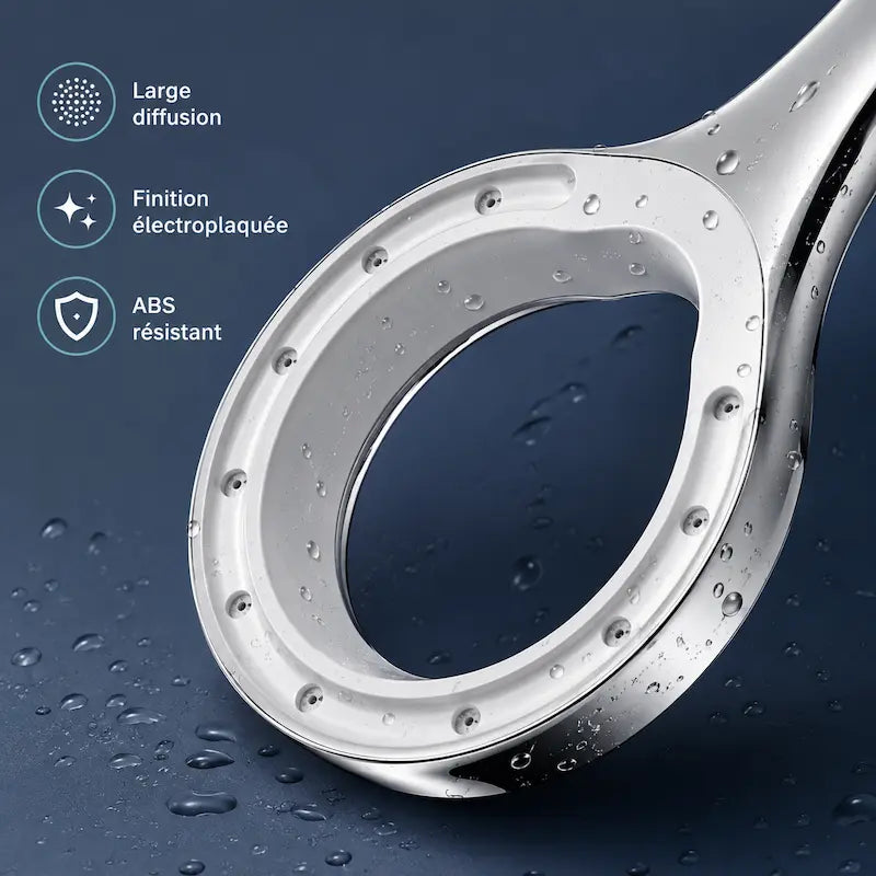 Pommeau de douche pressurisé – Grand panneau, jet puissant