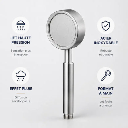 Pommeau de douche en inox – Haute pression, jets pluie