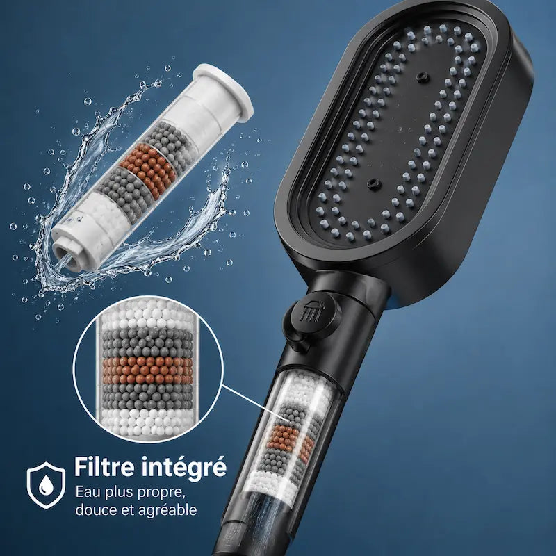 Pommeau de douche 3 jets – Massage, filtration et haute pression