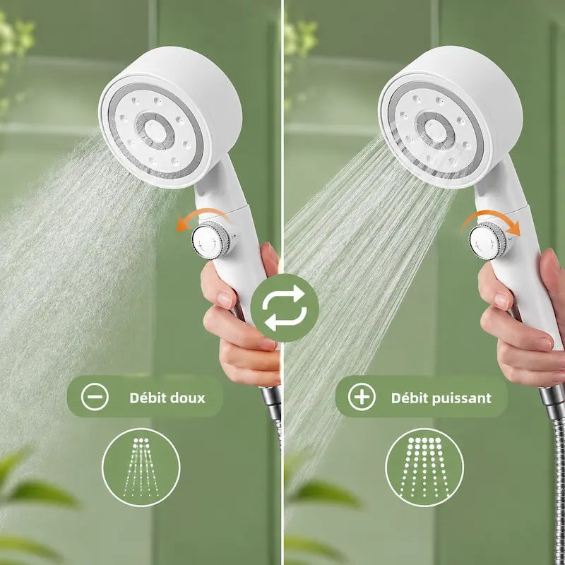 Pommeau de douche pressurisé 5 jets – Débit réglable