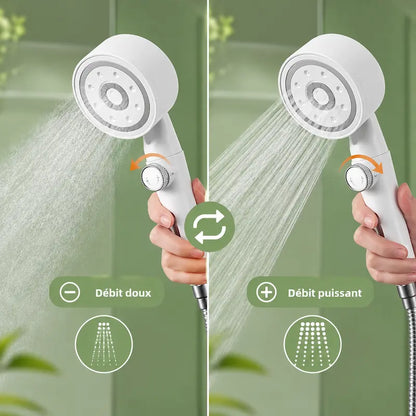 Pommeau de douche pressurisé 5 jets – Débit réglable
