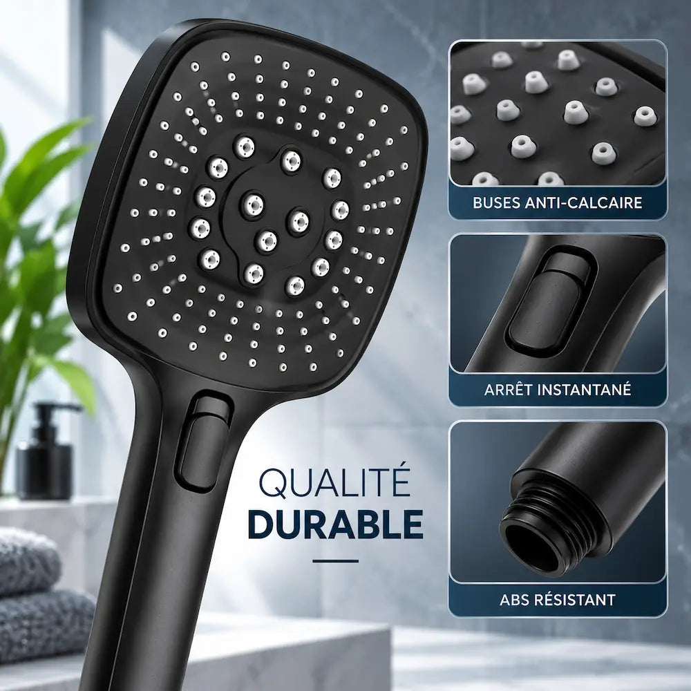 Pommeau de douche 7 modes – Arrêt instantané haute pression