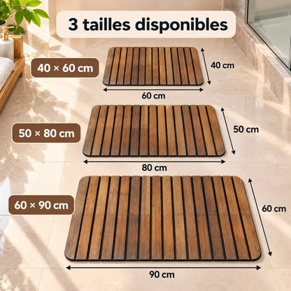 Tapis de bain absorbant effet bois – Séchage rapide antidérapant