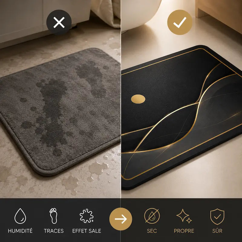 Tapis de bain diatomite lumière luxe