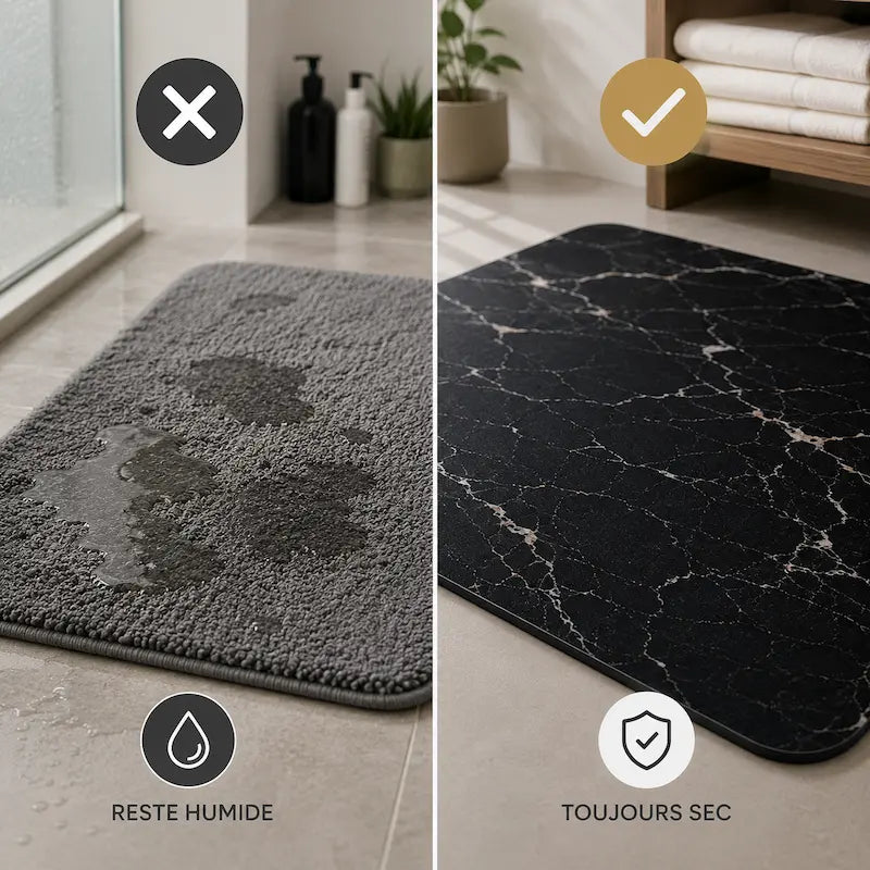 Tapis de bain diatomite effet marbre