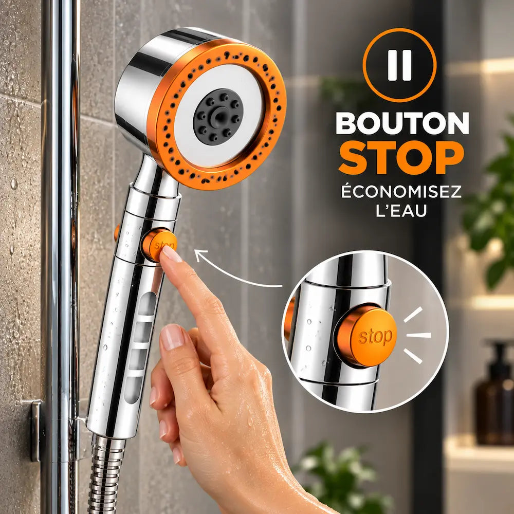 Pommeau de douche filtrant 5 modes – Haute pression économique