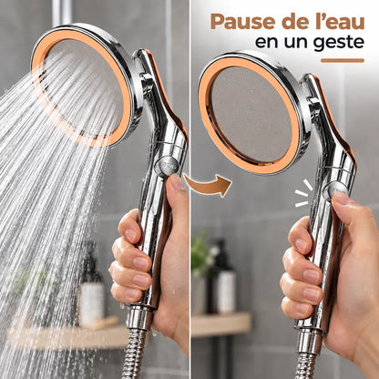 Pommeau de douche grand débit – Grand panneau avec arrêt instantané