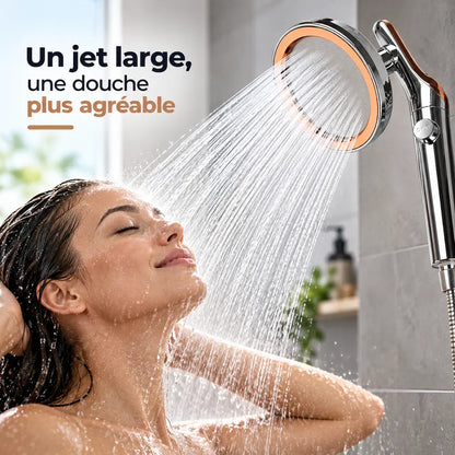 Pommeau de douche grand débit – Grand panneau avec arrêt instantané