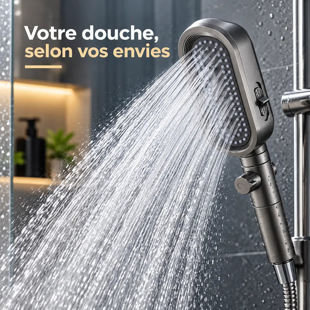 Pommeau de douche 3 jets – Massage, filtration et haute pression