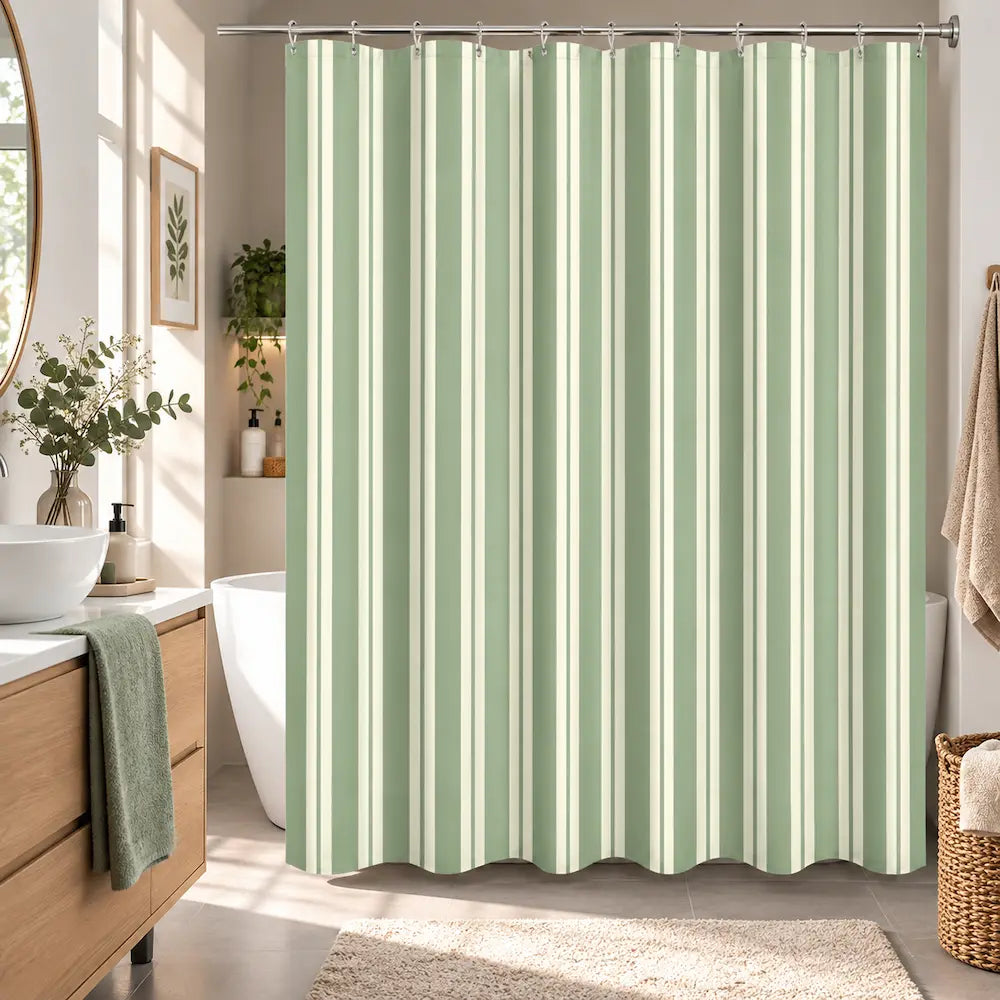 Rideau de douche rayé – Motif nœud élégant et imperméable