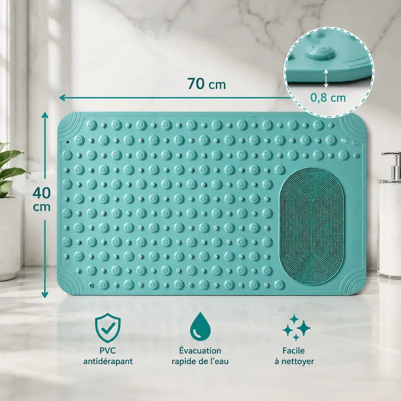 Tapis de douche PVC antidérapant – Sécurité renforcée